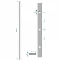 Tyč plochá 30x8mm, rozteč 125mm, otvor 12mm, 2000mm