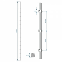 Tyč 2m, opískovaná, profil 14mm, rozteč 140mm, oko 15mm