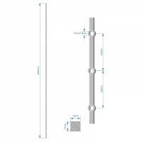 Tyč 2m, opískovaná, profil 12mm, rozteč 120mm, oko 12,5mm