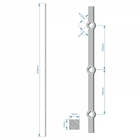 Tyč 2m, opískovaná, profil 14mm, rozteč 140mm, oko 14,5mm