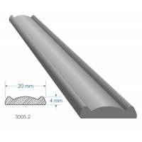 Pásovina plochá 20x4x3000mm s obloučkem, měkká, cena za KUS