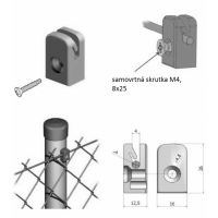 Úchytka napínacího drátu se samořezným šroubem M4, 8 x 25 mm, černá