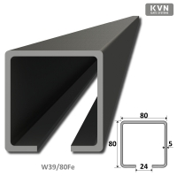 C profil 80x80x5mm čierny Fe, dĺžka 4m