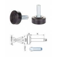 ø-25mm, M8x20mm, H-20mm, černá, kloubová plastová nivelační nožička, závitově-nastavitelná